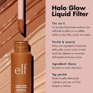 e.l.f. Halo Glow Liquid Filter, Teint-Booster Für Einen Strahlenden, Weich Fokussierten Blick, Mit Hyaluronsäure, Vegan & Tierversuchsfrei, 0 Fair, 31,5 ml 14