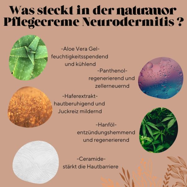 naturamor Pflegecreme Neurodermitis - 50ml - Creme - Gesicht - Hals - Dekolleté - Feuchtigkeitspflege - natürliche Inhaltsstoffe - effektive Wirkstoffe - trockene Haut - Rötungen - Hautberuhigend 4