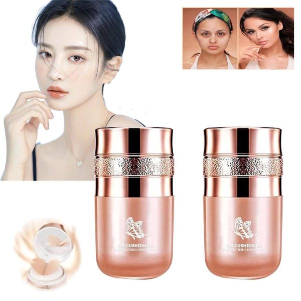 Butterfly Cushion BB Cream, Air Cushion CC Cream, Moisturizing Concealer Makeup Base Primer BB Liquid Foundation, Effectively Cover Skin Imperfections, Conceals Pores, Easy To Use (Natural color) 1