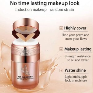 Butterfly Cushion BB Cream, Air Cushion CC Cream, Moisturizing Concealer Makeup Base Primer BB Liquid Foundation, Effectively Cover Skin Imperfections, Conceals Pores, Easy To Use (Natural color) 24