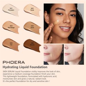 PHOERA Foundation, volle Deckkraft und mittlere Deckkraft, 2024, neues PHOERA Foundation-Make-up für reife Haut, Falten, mattes (102+N02/Nude+Nude) 15