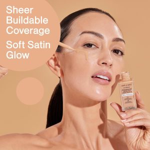 Wet n Wild Bare Focus Niacinamide Skin Tint, Leichte Foundation mit Aufbaubarer Formel, Angereichert mit Hyaluronsäure und Vitamin E für einen Strahlenden Look, Light Medium Sand 14