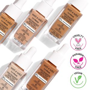 Wet n Wild Bare Focus Niacinamide Skin Tint, Leichte Foundation mit Aufbaubarer Formel, Angereichert mit Hyaluronsäure und Vitamin E für einen Strahlenden Look, Fair Beige 25