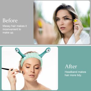 LOPHE Haarband Kosmetik, Make up Skincare Headband Damen, Elastic Spa Abschmink Haarbänder Schnecke, Stirnband Kosmetik Zum Waschen Gesicht Für Yoga Sport Hautpflege(hellgrün) 15