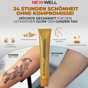 NEW WELL Derma MakeUp Cover Wasserfeste Foundation - Perfekter Teint & hohe Deckkraft - Vegan & natürliche Inhaltsstoffe - Für alle Hauttypen (Silver) 9