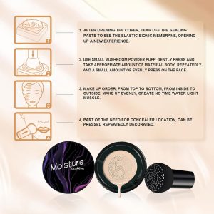 Air Cushion Foundation CC Creme Feuchtigkeitsspendender Concealer BB Creme Pilzkopf Luftkissen Flüssige Grundierung Creme Foundation für Makelloses Make up (Natürlich) 10