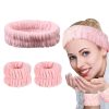 Sugeru®Flanell Elastische Haarband,Spa Stirnband Damen,Weiches Haarband Kosmetik,Rutschfest Breitkrempe Haarreifen Damen,für Dusche Hautpflege Make-up Gesichtsreinigung Mädchen Sport Yoga (Rosa Set) 19