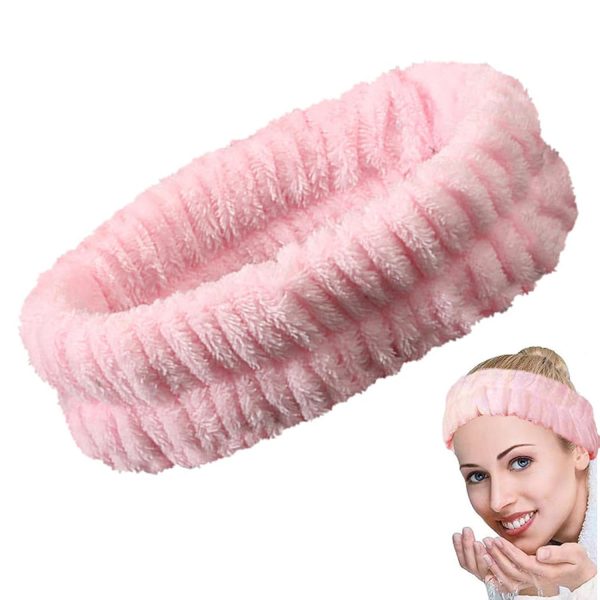 Sugeru®Flanell Elastische Haarband,Spa Stirnband Damen,Weiches Haarband Kosmetik,Rutschfest Breitkrempe Haarreifen Damen,für Dusche Hautpflege Make-up Gesichtsreinigung Mädchen Sport Yoga (Rosa) 1