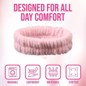 Sugeru®Flanell Elastische Haarband,Spa Stirnband Damen,Weiches Haarband Kosmetik,Rutschfest Breitkrempe Haarreifen Damen,für Dusche Hautpflege Make-up Gesichtsreinigung Mädchen Sport Yoga (Rosa) 10