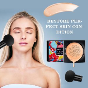 Pilzkopf Luftkissen CC Creme,Foundation Cover Concealer Make-up,Moisturizing Concealer CC Cream,Concealer Make-up Basis,Feuchtigkeitsspendende aufhellende Pigment Liquid Foundation(Natürlich) 12