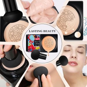 Pilzkopf Luftkissen CC Creme,Foundation Cover Concealer Make-up,Moisturizing Concealer CC Cream,Concealer Make-up Basis,Feuchtigkeitsspendende aufhellende Pigment Liquid Foundation(Natürlich) 14