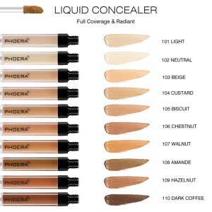 PHOERA Foundation, PHOERA Liquid Concealer, natürliche Abdeckung, leichte Concealer, PHOERA Foundation Make-up für Frauen (103 Warm peach+103#BEIG) 15