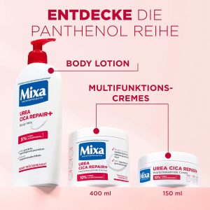 Mixa Hochkonzentrierte Feuchtigkeitspflege für Gesicht, Körper und Hände, Bei trockener und rissiger Haut, Mit Urea und Niacinamiden, Urea Cica Repair+, 150 ml 21