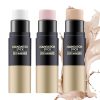 EONFAVE 3 Stück Foundation Make Up Stick, Doppelköpfig Abdeckung Und Highlight Primer Makeup Mit Bürste, Weiche Übergänge Foundation Stift Für Makelloses Gesichts-Make-Up, Gleichmäßiger Hautton 20