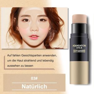 EONFAVE 3 Stück Foundation Make Up Stick, Doppelköpfig Abdeckung Und Highlight Primer Makeup Mit Bürste, Weiche Übergänge Foundation Stift Für Makelloses Gesichts-Make-Up, Gleichmäßiger Hautton 16