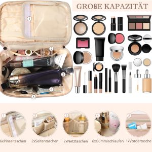 TAN.TOMI Kosmetiktasche Damen Kosmetikkoffer Schminktasche Schminkkoffer Damen mit Griff und Teiler Tragbare Kosmetik Organizer Tasche für Geeignet für Reisen Weggehen,Rosa 14