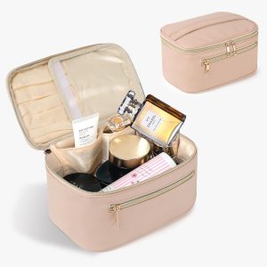 TAN.TOMI Kosmetiktasche Damen Kosmetikkoffer Schminktasche Schminkkoffer Damen mit Griff und Teiler Tragbare Kosmetik Organizer Tasche für Geeignet für Reisen Weggehen,Rosa 22