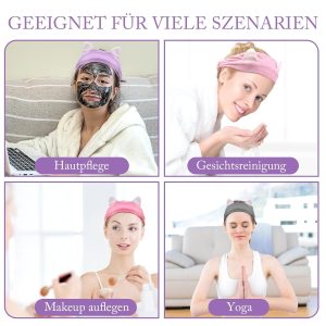 Scetter 11 Stück Makeup Haarband und 5 Stück Kosmetik Pinsel,Katze Ohren Stirnband mit Silikonpinsel Set,Frauen Coral Fleece Elastisches Haarbänder,Skincare Headband für Gesichtsmaske 16