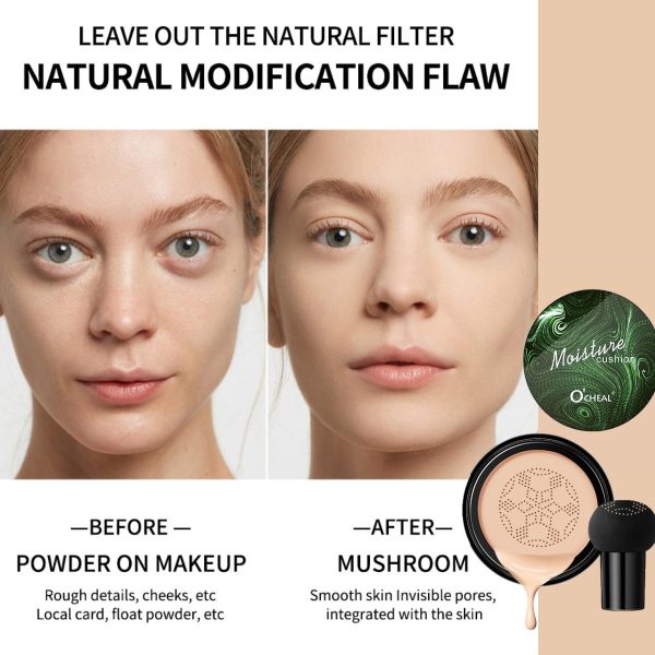 KARLOR CC Creme Foundation Luftkissen mit Pilzkopf, Cushion Foundation CC Cream Concealer Moisturising BB Creme Foundation Leichtes Hautgefühl aufbaubar für einen gleichmäßigen Ton (02# Natürlich) 5