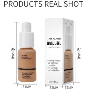 Vabrloy 2 Stück Foundation,Flüssige Foundation langanhaltende,Coverage Foundation mattierend,Matte Oil Control Concealer Make-up flüssig, 2 x 30ml(103# Warm Peach) 8