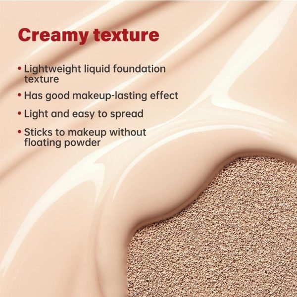 Red Cushion Foundation, Cushion Foundation Make-up für Glashaut, Lang Anhaltende, Leichte, Aufbaubare Deckkraft, Halbmattes, Natürliches Finish (29N) 4