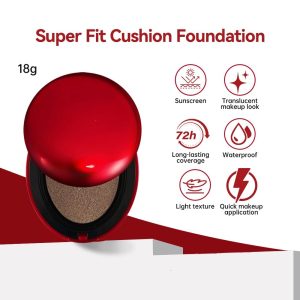 Red Cushion Foundation, Cushion Foundation Make-up für Glashaut, Lang Anhaltende, Leichte, Aufbaubare Deckkraft, Halbmattes, Natürliches Finish (29N) 16