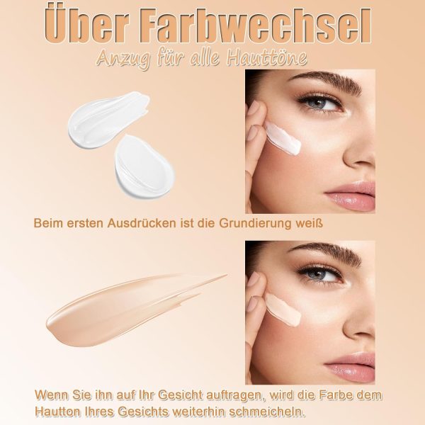 Foundation Color Changing, SPF 15 Ganztägige Flawless Concealer Foundation Make-up, Beathable & Light Liquid Foundation Make-up,Waterproof White Foundation,Farbwechselnde Foundation für Alle Hauttöne 2