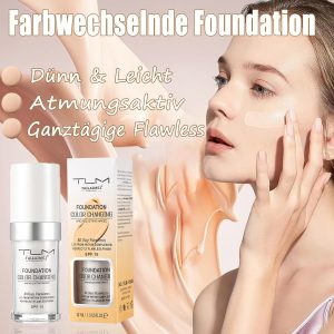 Foundation Color Changing, SPF 15 Ganztägige Flawless Concealer Foundation Make-up, Beathable & Light Liquid Foundation Make-up,Waterproof White Foundation,Farbwechselnde Foundation für Alle Hauttöne 12