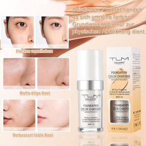 Foundation Color Changing, SPF 15 Ganztägige Flawless Concealer Foundation Make-up, Beathable & Light Liquid Foundation Make-up,Waterproof White Foundation,Farbwechselnde Foundation für Alle Hauttöne 16