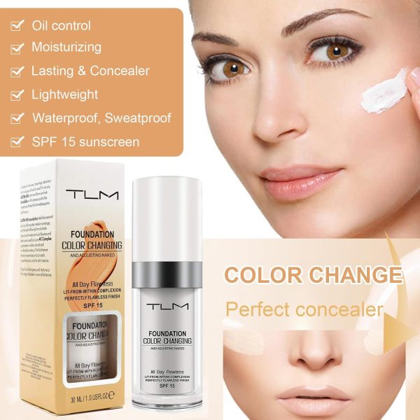 Foundation Color Changing, Rouge Und Natürlich Farbwechselnde Foundation Make Up, Ganztägig Feuchtigkeitsspendender Concealer Einstellbar Liquid Foundation Und Rouge, Makellose, Leichtgewicht, SPF15 5