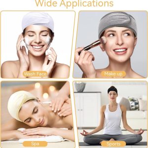 6 Stück Kosmetik Haarband, Spa Kosmetik Stirnband Haarschutzband mit Klettverschluss für Make Up Sport Yoga kosmetische Behandlungen 18