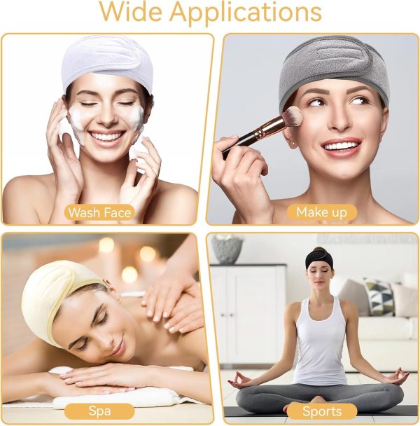 6 Stück Kosmetik Haarband, Spa Kosmetik Stirnband Haarschutzband mit Klettverschluss für Make Up Sport Yoga kosmetische Behandlungen 7