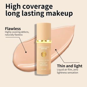 Biomimic 4 In 1 Foundation Liquid, Farbwechselnde Foundation Mit Spf 50++, Hydrating Medium Full Coverage Concealer, Korean Makeup, Light Spectrum, Longwearing & Waterproof Foundation Liquid 14