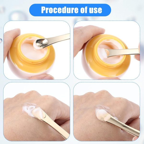 6 Stück Spatel Kosmetik,Mabor Metall Kosmetik Spatel Mini Beauty Scoop Kleine Gesichtsmaske Spatel Wiederverwendbar Applikator Mini Hautpflegespatel für Lotionen Probenahme Mischen Maske 4