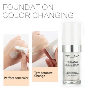 Colour Changing Foundation, Full Coverage Liquid Foundation, Long-Lasting Waterproof Makeup Base Concealer, Lightweight & Hydrating for All Skin Tones 30ml 11