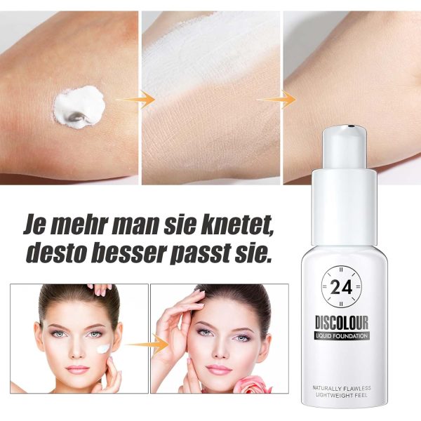 Foundation Color Changing, Farbwechselnde Foundation Leichtgewicht, Feuchtigkeitsspendende Flüssig Grundierung Versteckt Falten & Linien, Lang Anhaltender Concealer Abdeckung Makellose Make Up 2