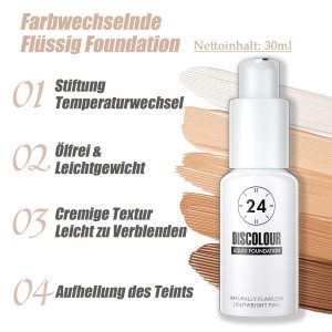 Foundation Color Changing, Farbwechselnde Foundation Leichtgewicht, Feuchtigkeitsspendende Flüssig Grundierung Versteckt Falten & Linien, Lang Anhaltender Concealer Abdeckung Makellose Make Up 11