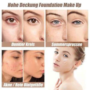 Foundation Color Changing, Farbwechselnde Foundation Leichtgewicht, Feuchtigkeitsspendende Flüssig Grundierung Versteckt Falten & Linien, Lang Anhaltender Concealer Abdeckung Makellose Make Up 17