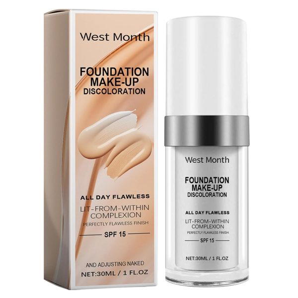 Farbwechselnde Foundation, SPF 15 Feuchtigkeitsspendend Ölkontrollierend Flüssig Foundation Lang Anhaltend Concealer Make Up, Gleichmäßiger Hautton, Leicht Und Atmungsaktiv, Den Ganzen Tag Makellos 1