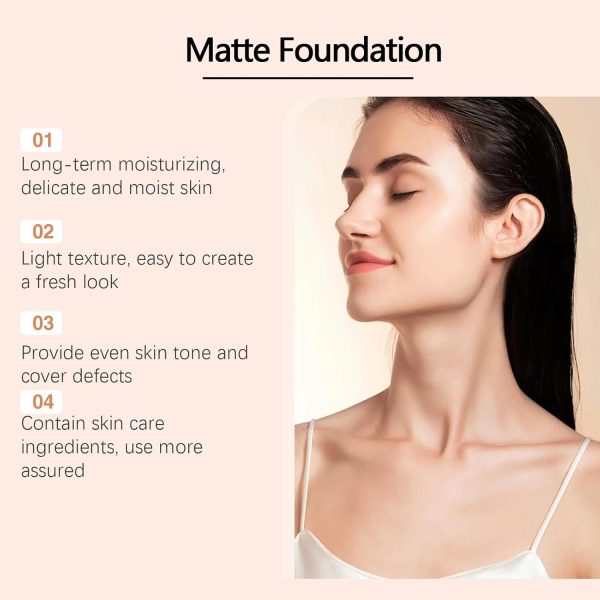 Matte Foundation Flüssig, Feuchtigkeitsspendende Foundation, Mit Einem Foundationpinsel, Langlebige Gesichts Foundation, Full Coverage Foundation, Natürlich Helles Und Aufhellendes Gesicht, 30 Ml 2