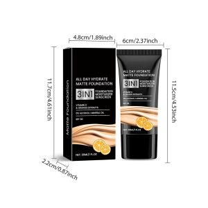 Matte Foundation Flüssig, Feuchtigkeitsspendende Foundation, Mit Einem Foundationpinsel, Langlebige Gesichts Foundation, Full Coverage Foundation, Natürlich Helles Und Aufhellendes Gesicht, 30 Ml 18