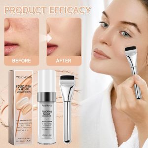 Farbwechselnde Foundation | 2 * 30ml Color Changing Foundation| Concealer Foundation Feuchtigkeitsspendende Natürliche Langanhaltende Feuchtigkeitsspendende Makeup Foundation+1 Kosmetikpinsel 8