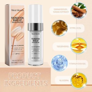 Farbwechselnde Foundation | 2 * 30ml Color Changing Foundation| Concealer Foundation Feuchtigkeitsspendende Natürliche Langanhaltende Feuchtigkeitsspendende Makeup Foundation+1 Kosmetikpinsel 10