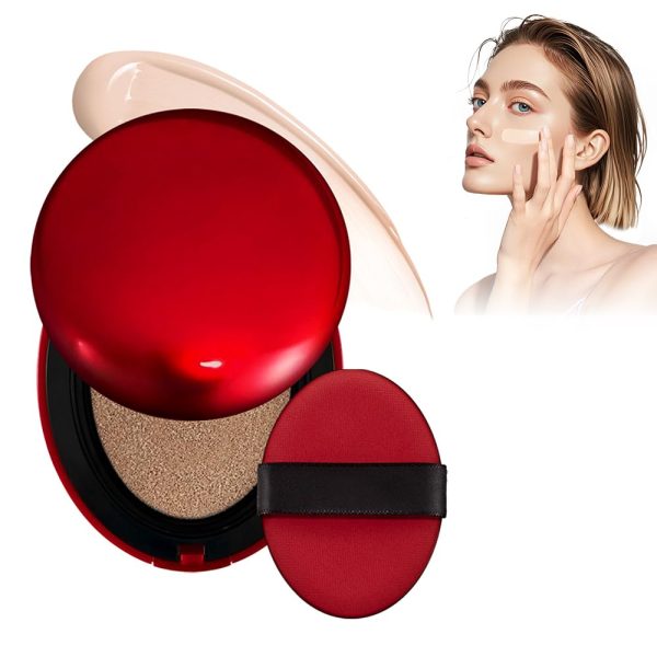 Cushion Foundation, 2025 Neu Foundation Cover Concealer, 18g Luftkissen CC Creme Liquid Foundation Feuchtigkeitsspendende Aufhellende Gleichmäßiger Hautton Cushion Foundation CC Cream (02# Ivory) 1