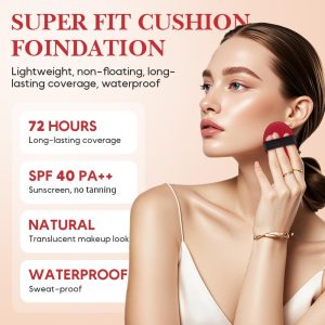 Cushion Foundation, 2025 Neu Foundation Cover Concealer, 18g Luftkissen CC Creme Liquid Foundation Feuchtigkeitsspendende Aufhellende Gleichmäßiger Hautton Cushion Foundation CC Cream (02# Ivory) 10