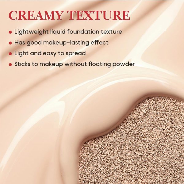 Cushion Foundation, 2025 Neu Foundation Cover Concealer, 18g Luftkissen CC Creme Liquid Foundation Feuchtigkeitsspendende Aufhellende Gleichmäßiger Hautton Cushion Foundation CC Cream (02# Ivory) 7